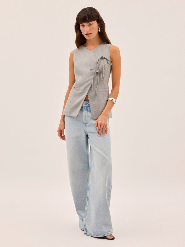 Lea Grey Tie Front Waistcoat