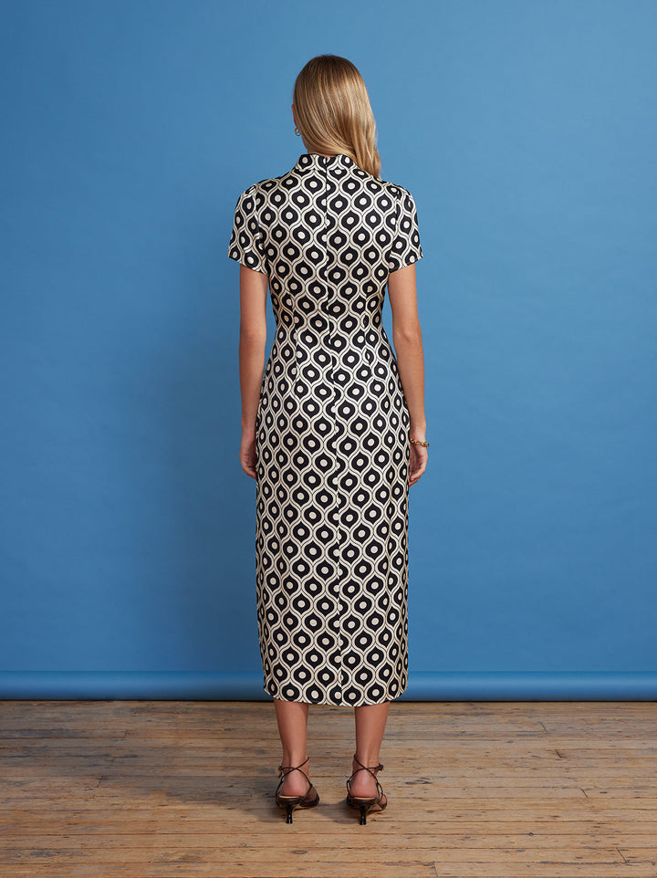 Leia Black Wallpaper Print Midi Dress