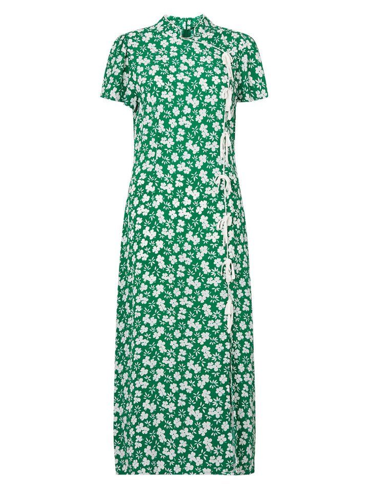 Leia Green Floral Midi Dress