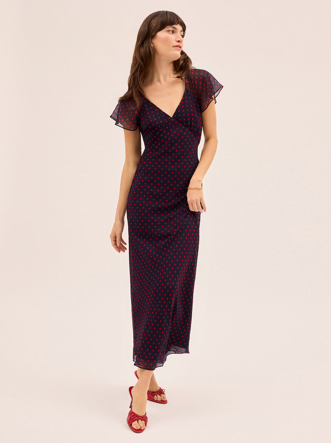 Libby Navy Pin Dot Print Dress