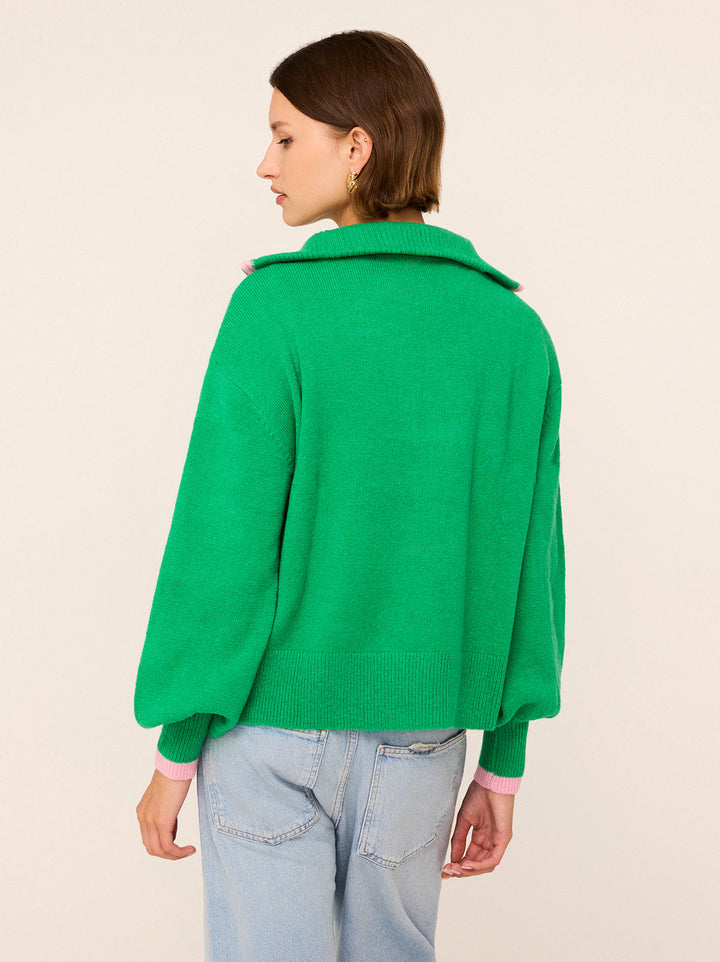 Lorna Green Alpaca Blend Zip Collar Sweater