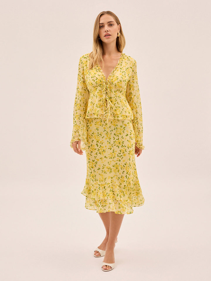 Marcia Butter Petal Print Top