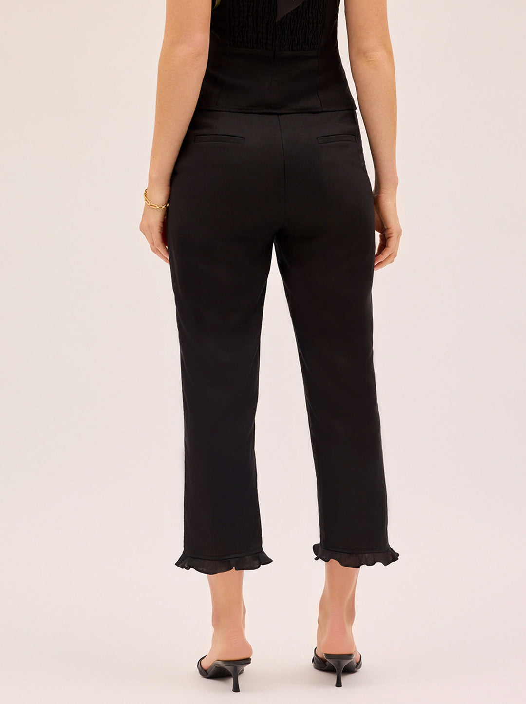 Martha Black Linen Blend Capri Trousers