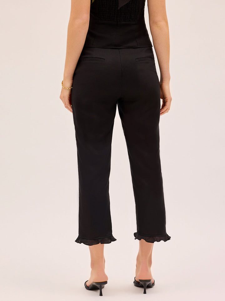 Martha Black Linen Blend Capri Trousers