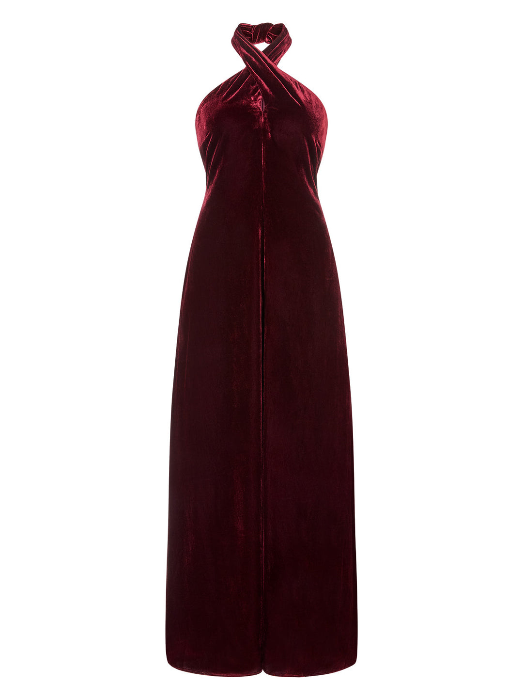 Neve Burgundy Velvet Halter Dress