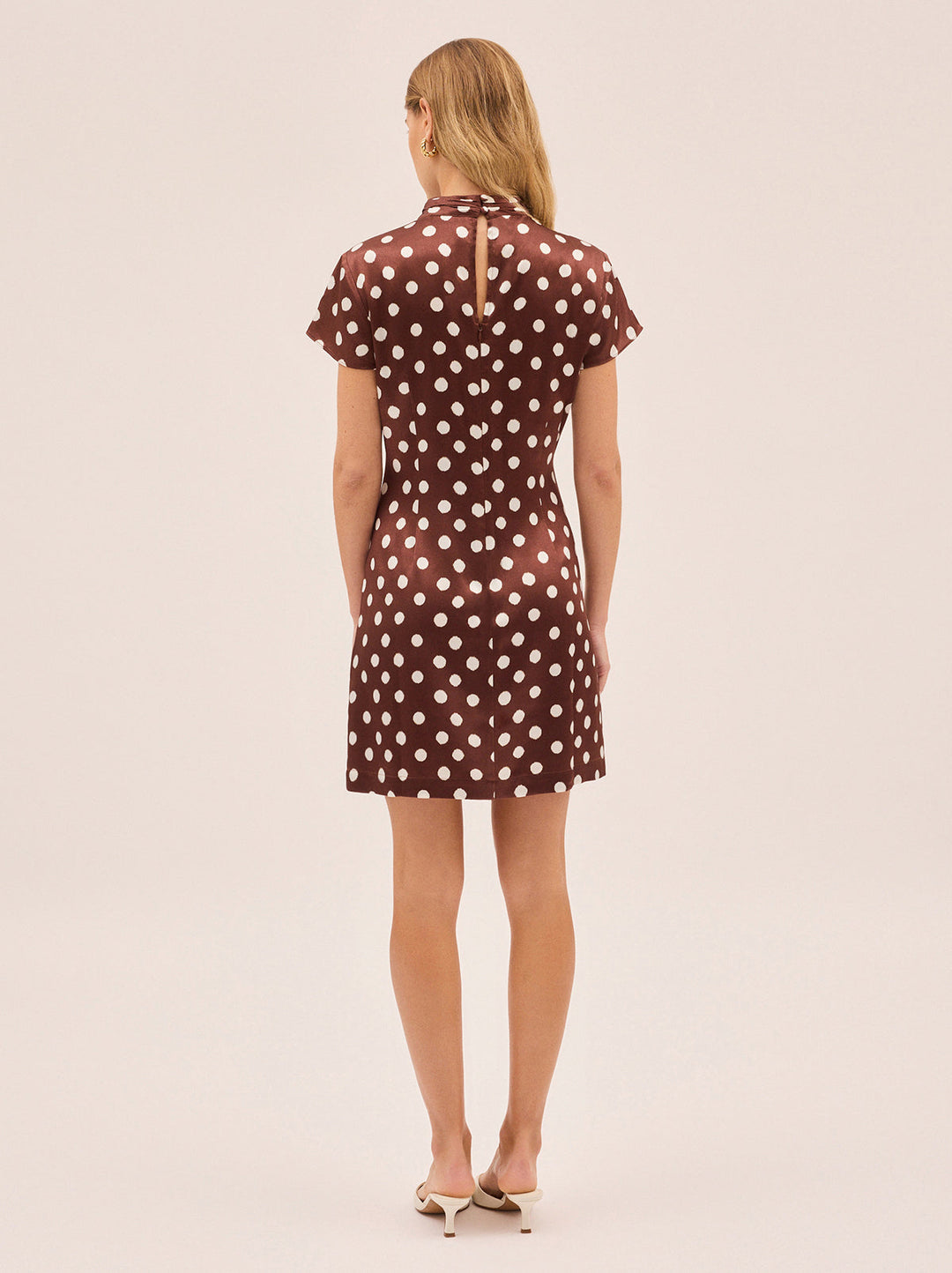 Paloma Chocolate Blurred Polka Dot Print Mini Dress