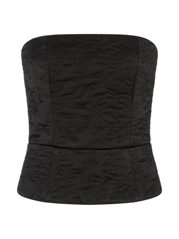 Petra Black Quilted Satin Bandeau Top