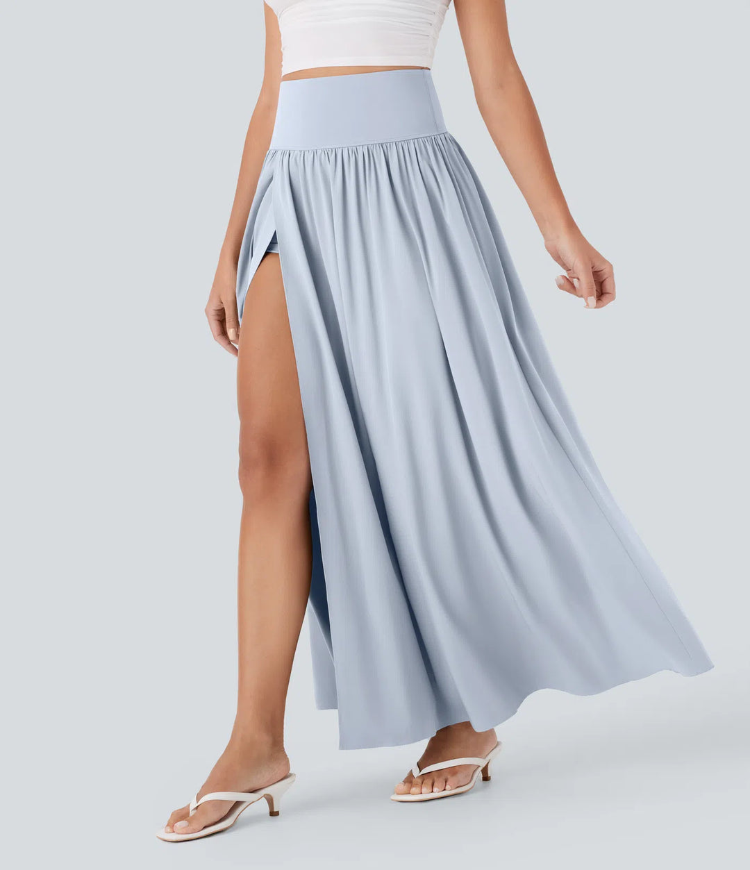 Breezeful High Waisted Tummy Control 2-in-1 Flowy Quick Dry Maxi Skirt