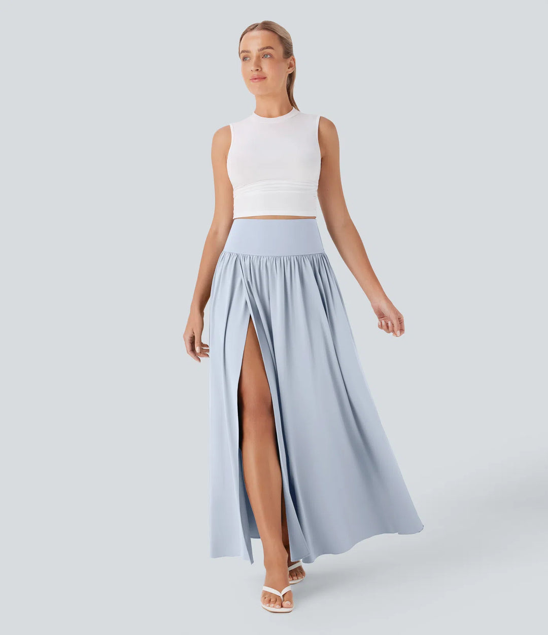 Breezeful High Waisted Tummy Control 2-in-1 Flowy Quick Dry Maxi Skirt