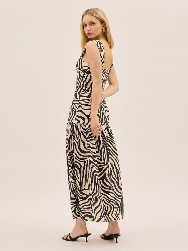 Reese Cotton Linen Zebra Print Dress