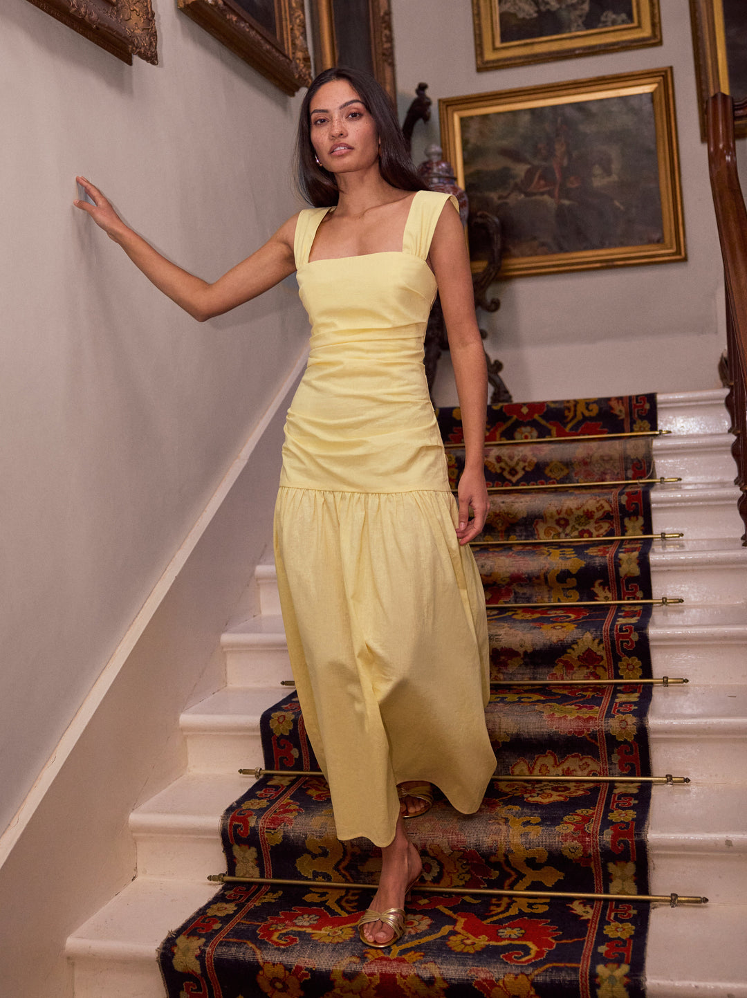Reese Pastel Yellow Cotton Linen Dress