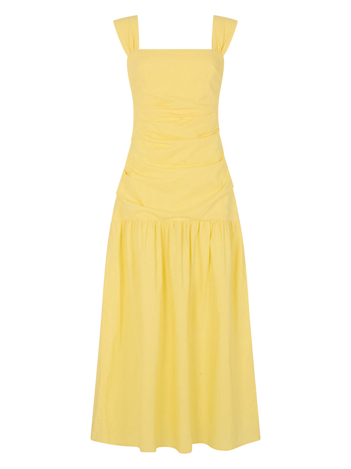 Reese Pastel Yellow Cotton Linen Dress