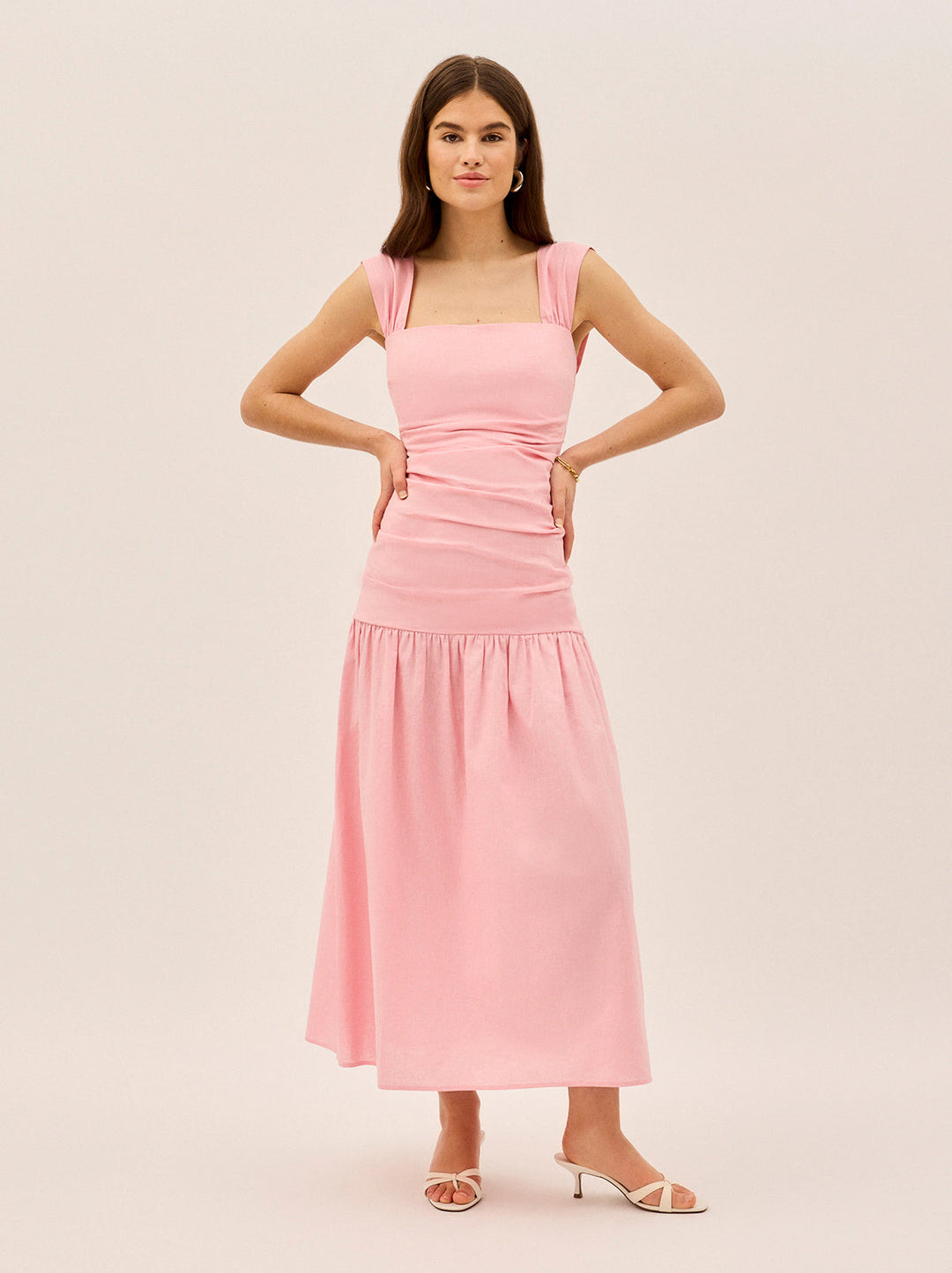 Reese Pink Cotton Linen Dress