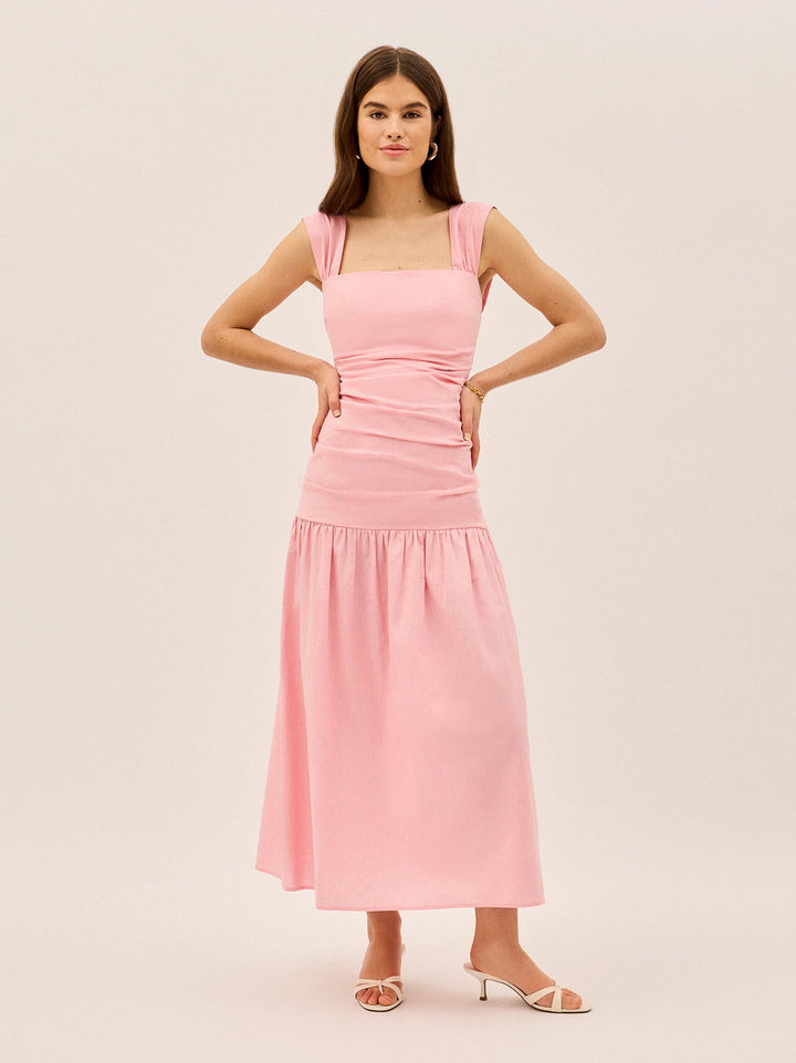Reese Pink Cotton Linen Dress