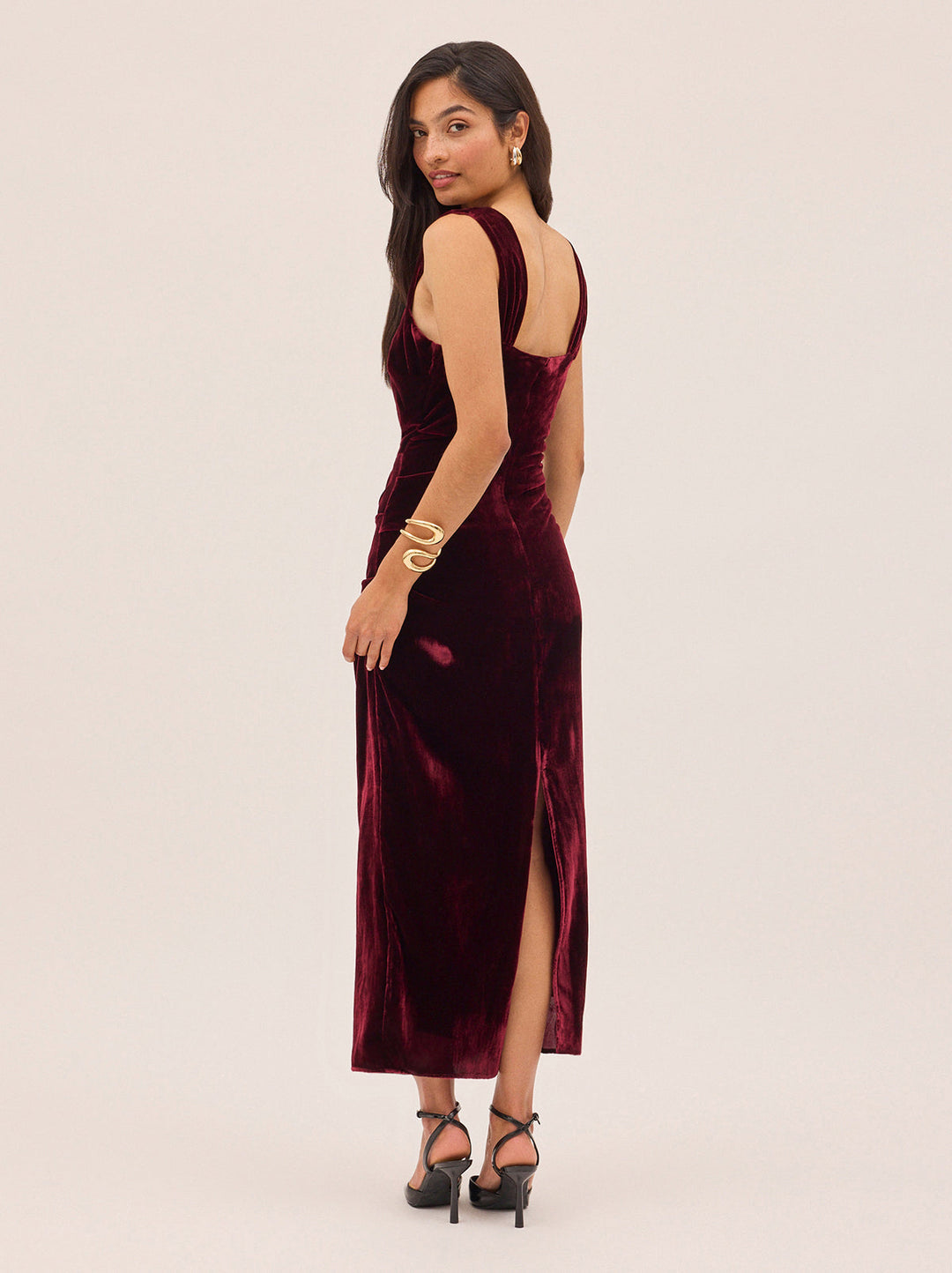 Rita Burgundy Velvet Dress