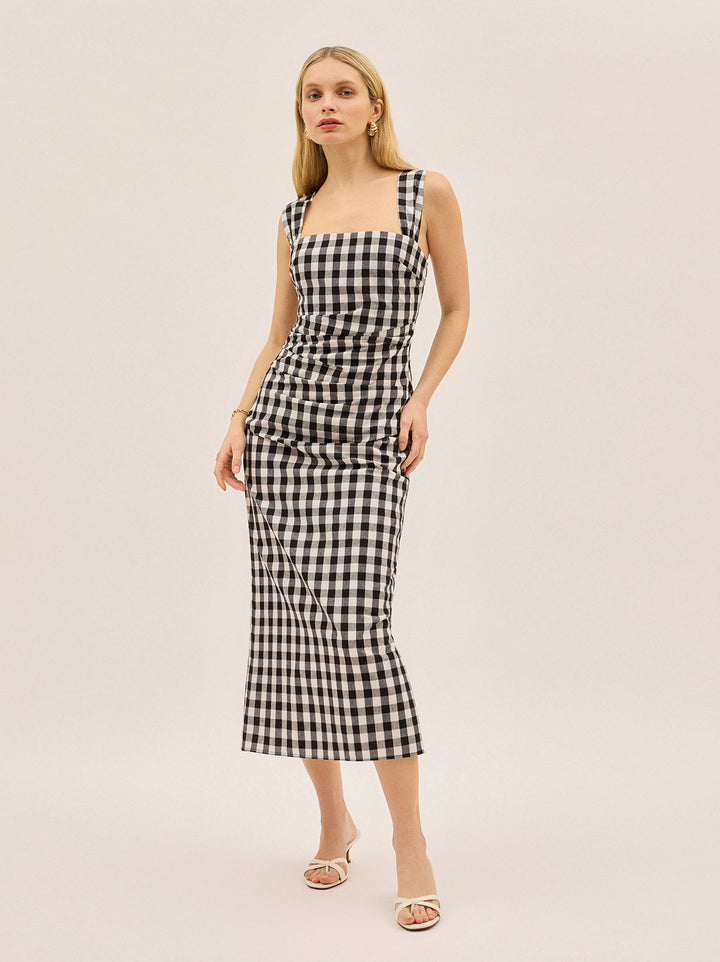 Rita Gingham Linen Blend Dress