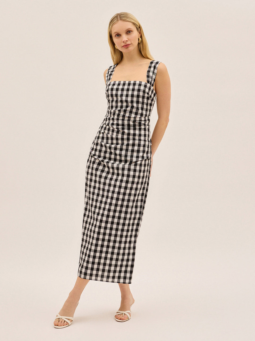 Rita Gingham Linen Blend Dress