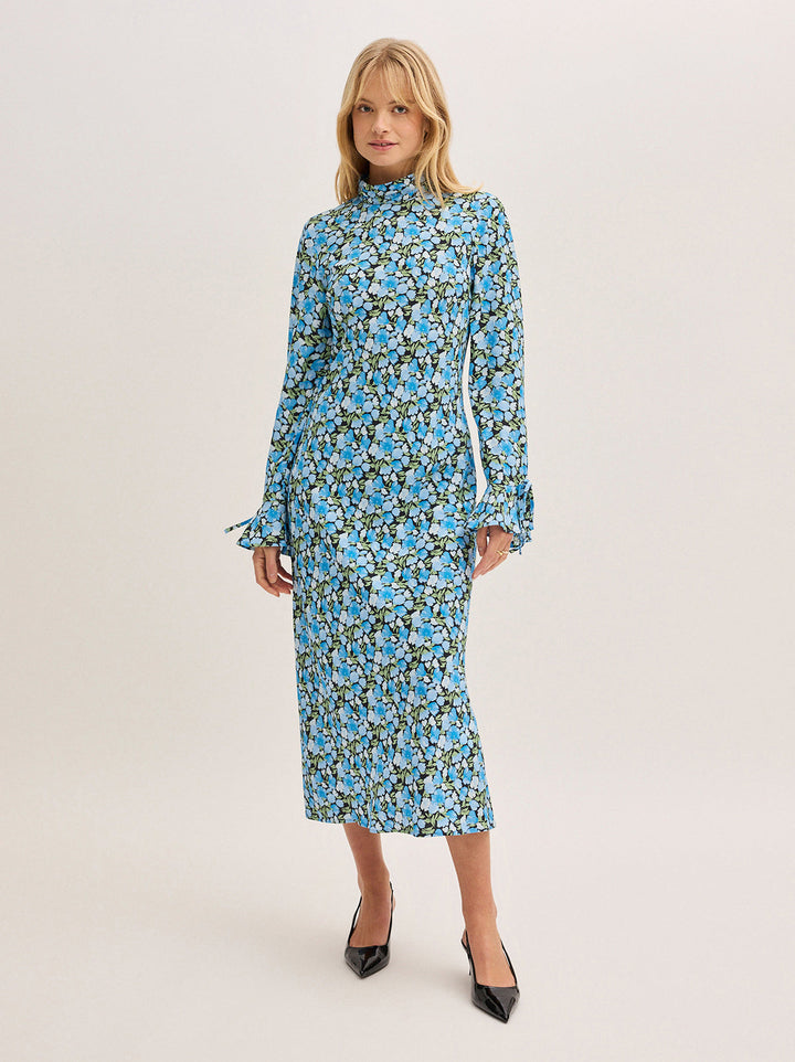 Rory Blue Floral Print Midi Dress