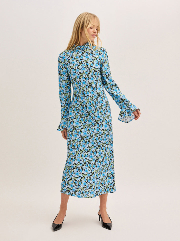 Rory Blue Floral Print Midi Dress