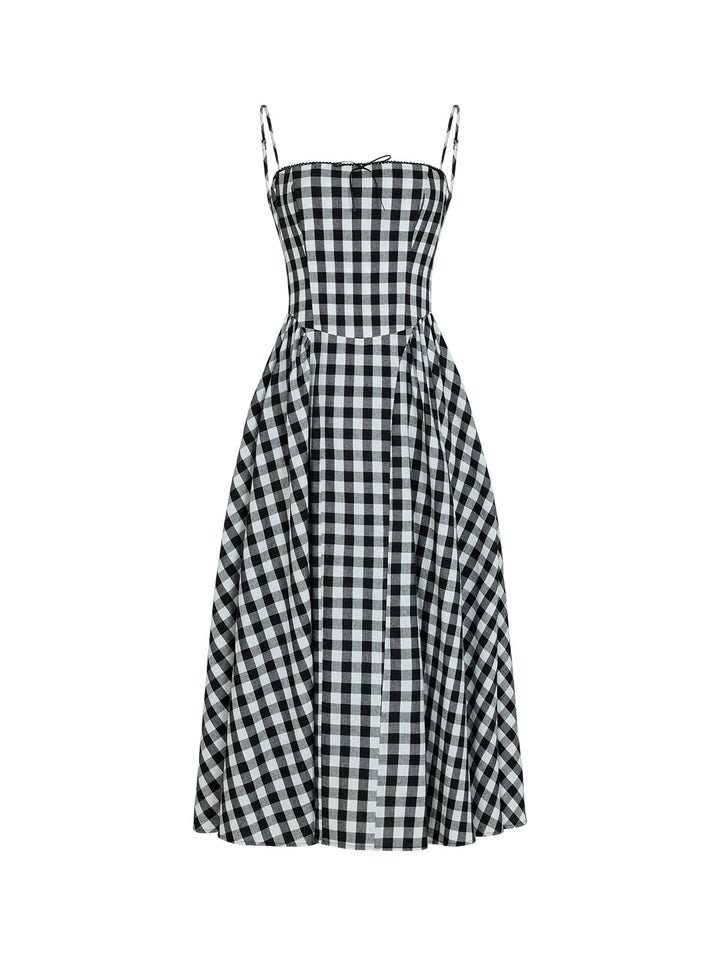 Sabrina Gingham Linen Blend Dress