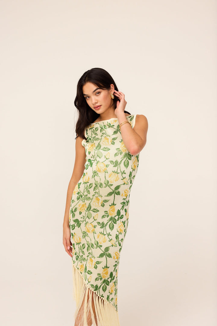 Tabara Yellow Rose Knit Dress