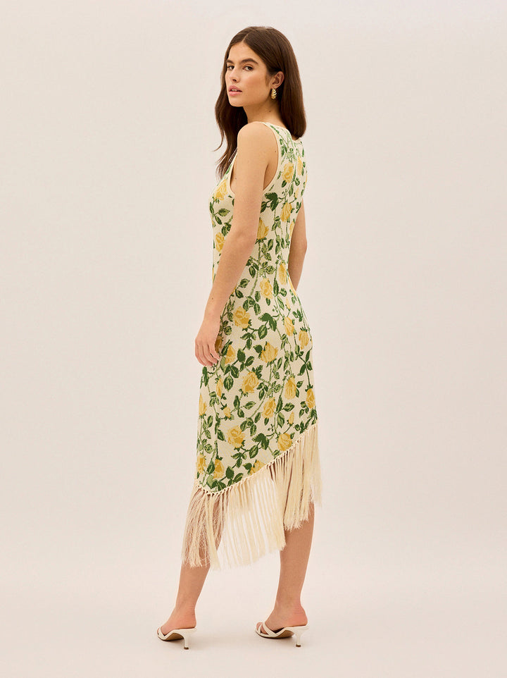 Tabara Yellow Rose Knit Dress