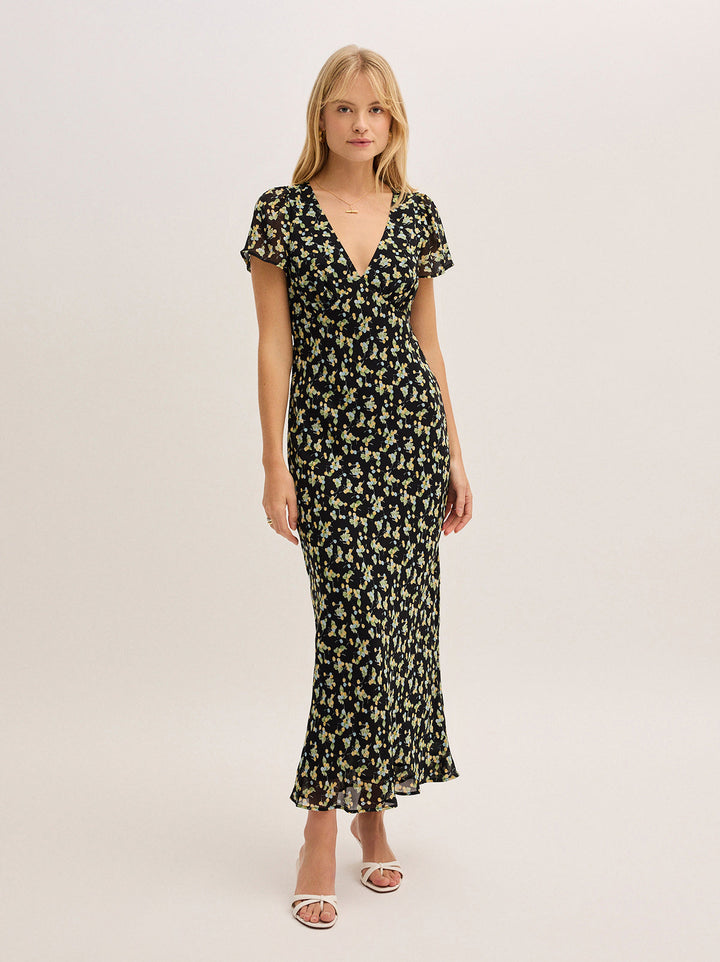Talia Black Cherry Print Dress