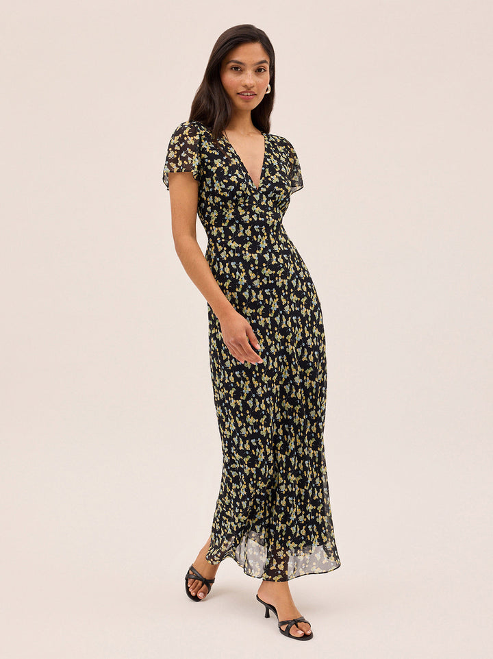 Talia Black Cherry Print Dress