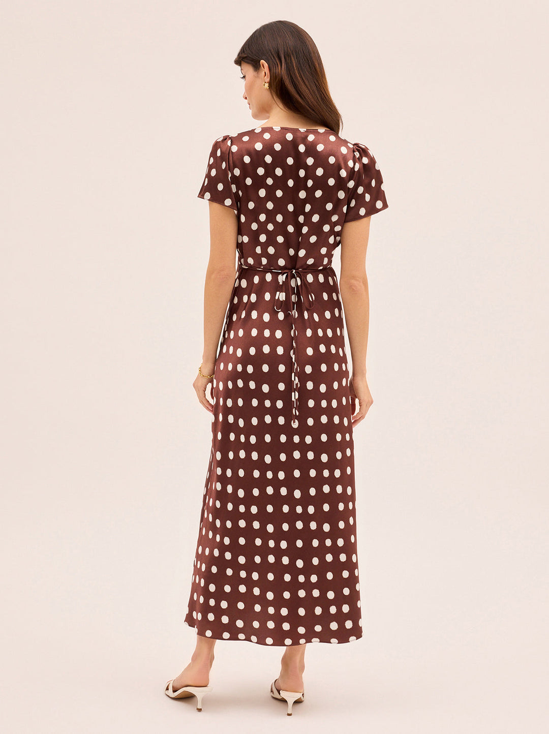 Talia Chocolate Blurred Polka Dot Print Dress