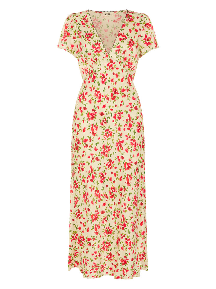 Talia Red Petal Print Dress