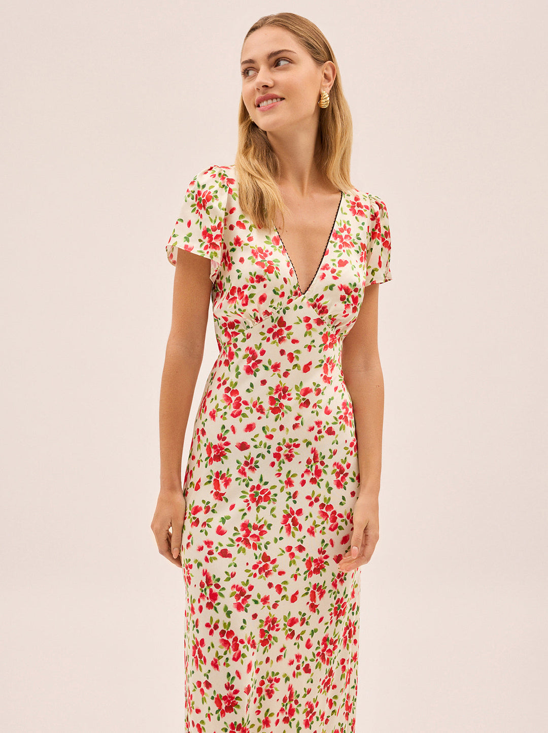 Talia Red Petal Print Dress