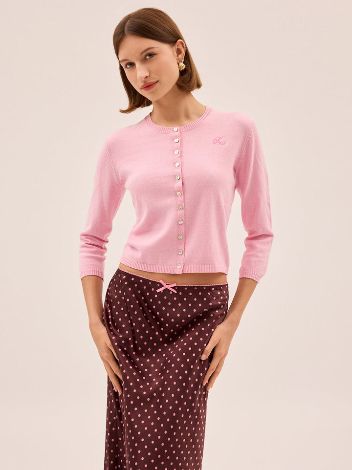 Tansy Brown Pin Dot Print Skirt