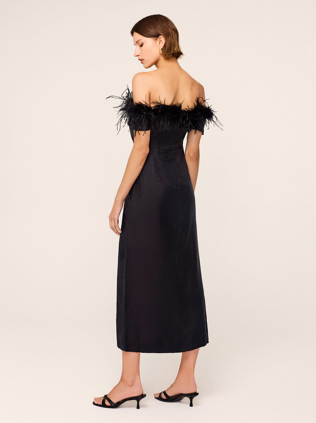 Vivien Black Feather Midi Dress
