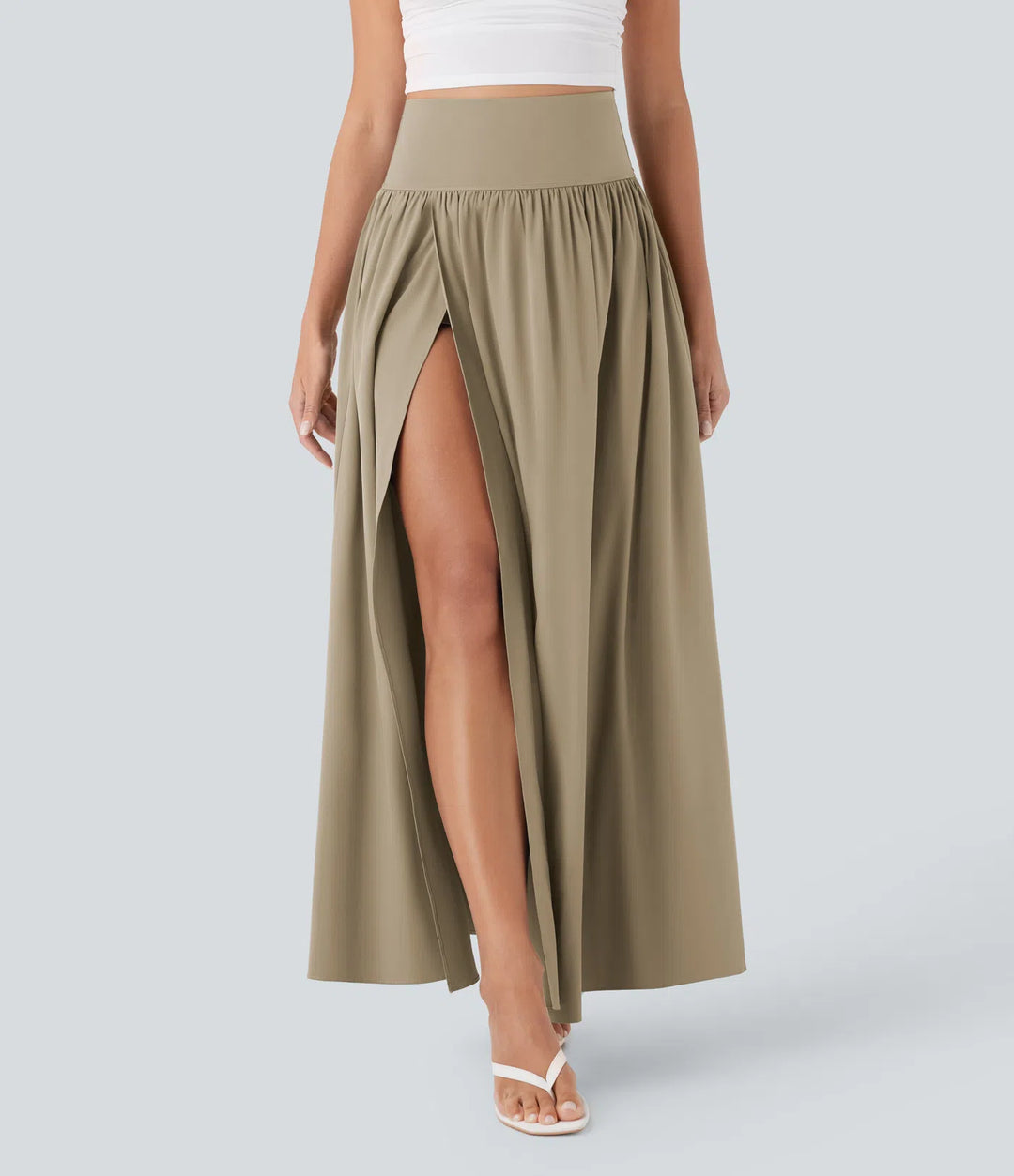 Breezeful High Waisted Tummy Control 2-in-1 Flowy Quick Dry Maxi Skirt