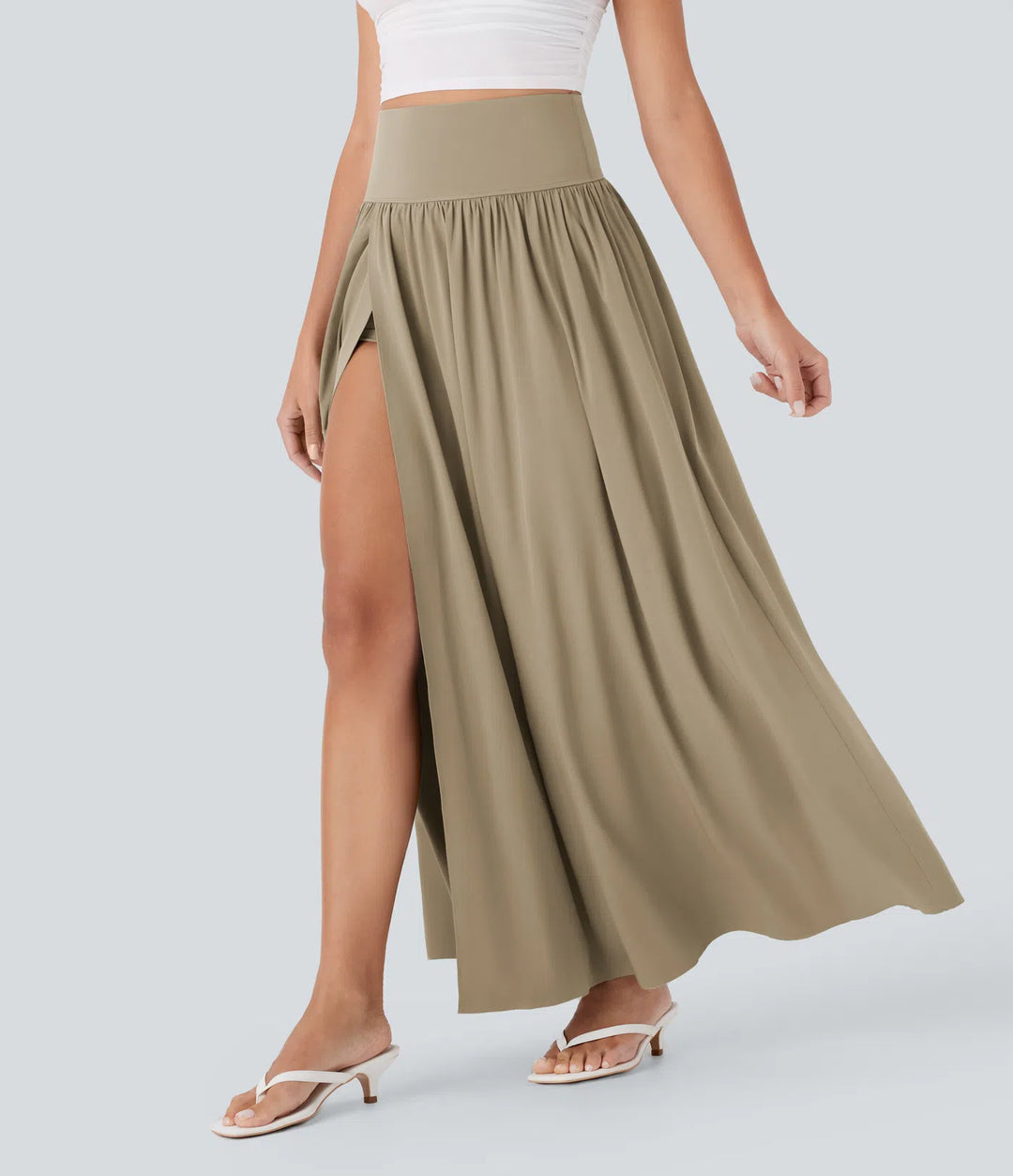 Breezeful High Waisted Tummy Control 2-in-1 Flowy Quick Dry Maxi Skirt