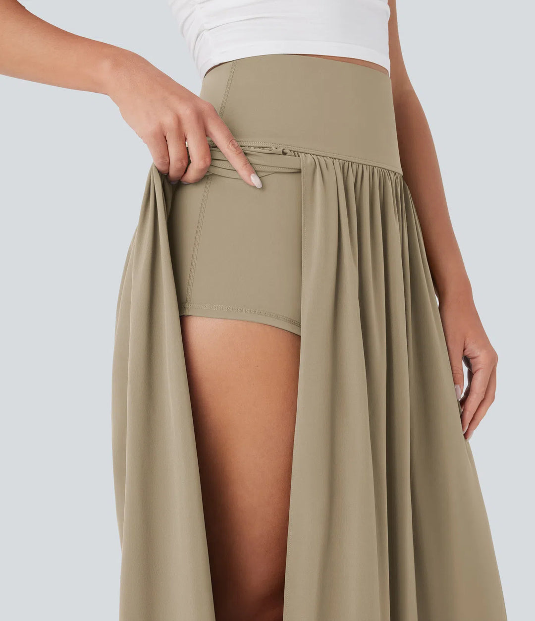 Breezeful High Waisted Tummy Control 2-in-1 Flowy Quick Dry Maxi Skirt