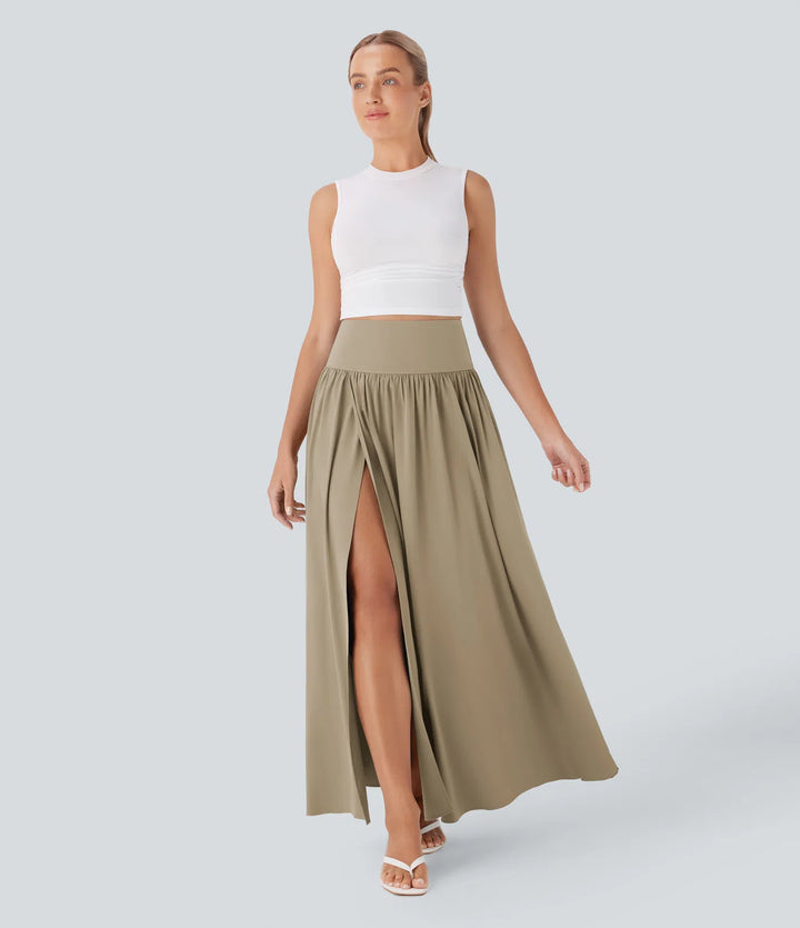 Breezeful High Waisted Tummy Control 2-in-1 Flowy Quick Dry Maxi Skirt