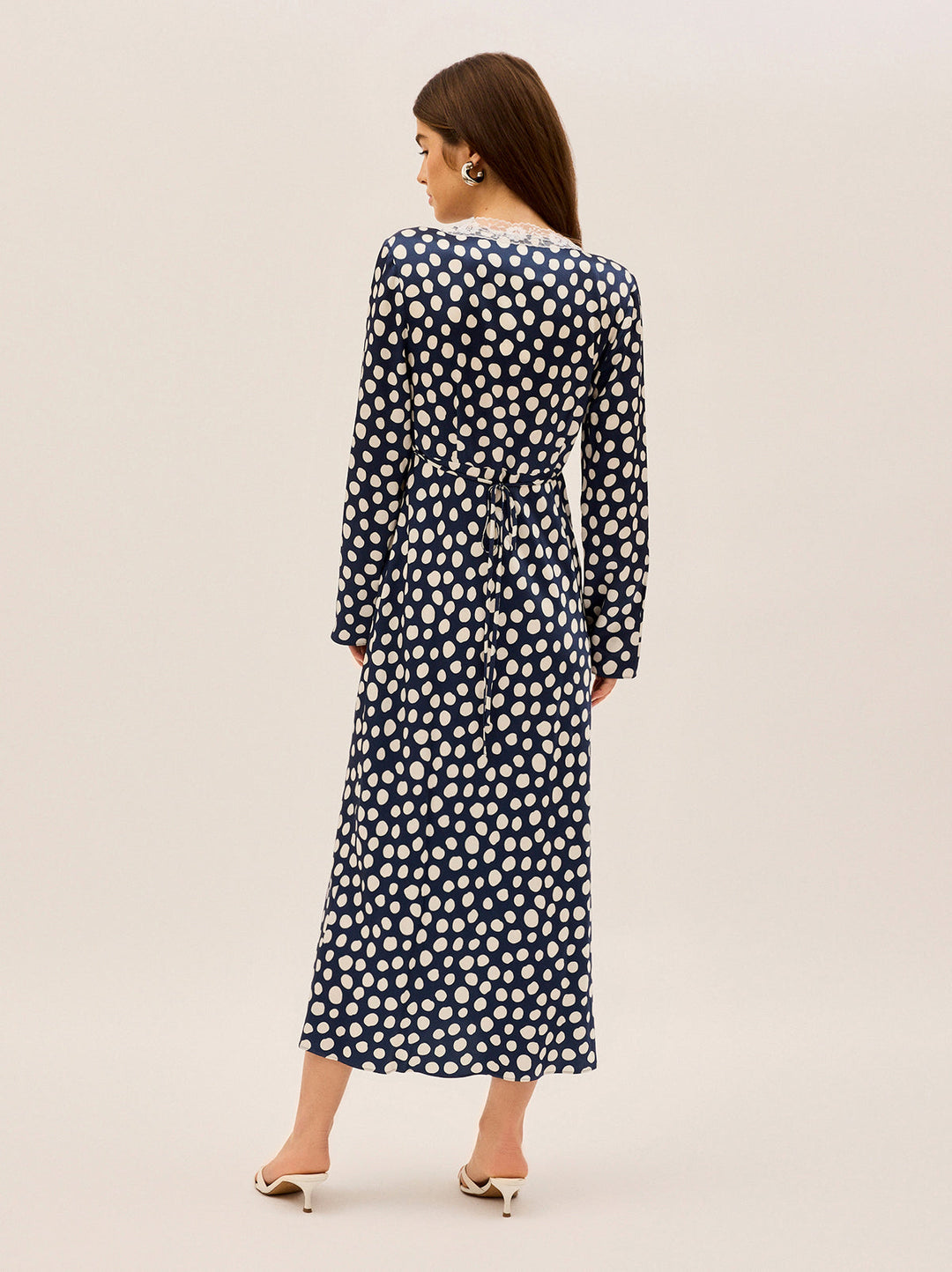 Zelda Navy Polka Dot Satin Dress