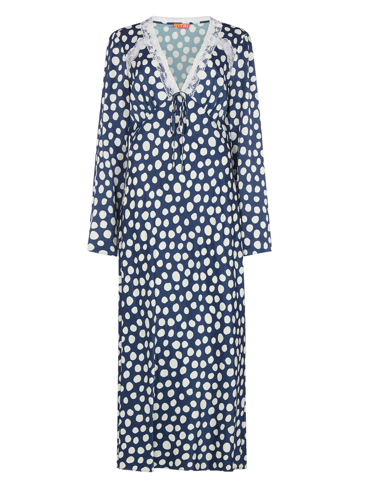 Zelda Navy Polka Dot Satin Dress